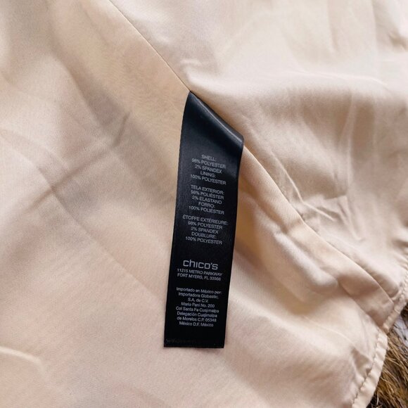 Chicos Travelers‎ Collection Faux Fur Vest Size 2 Beige & Brown sz Large - Picture 4 of 5